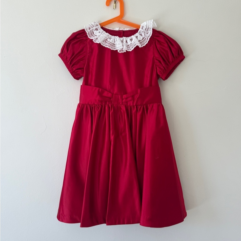 American Girl x Janie Jack Red Dress with White Lace Collar
